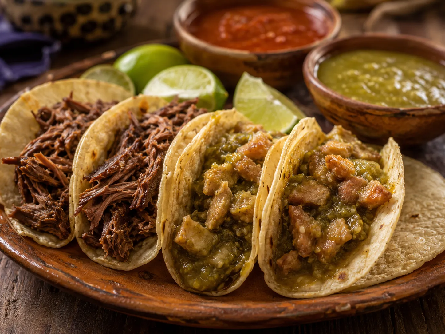 Buffet de tacos de guisos tradicionales mexicanos